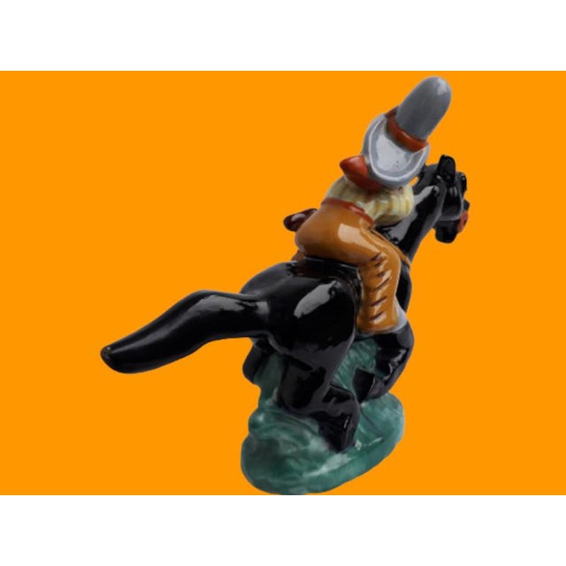 Large Art Deco Hand-Painted Cowboy on Horse from Komloss, 1920s For Sale - Image 13 of 18