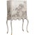 Hand Painted Chinoiserie Bar Cabinet in Beige Lacquer with Gold Leaf Accents and Soft Brass Feet
