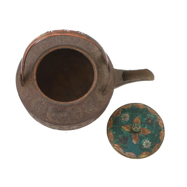 Antique Early Meiji Japanese Cloisonne Enamel Tea Pot For Sale - Image 10 of 10