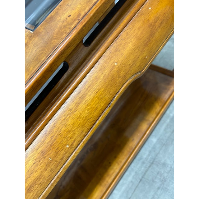 Wood Vintage Mid 20th Century Ming Style Burl Wood Console Sofa Table With Glass Panels For Sale - Image 7 of 11