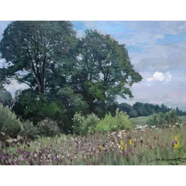 Alfejs Bromults, In the Heyday of Summer, 1988, Oil on Canvas and Cardboard For Sale - Image 6 of 6