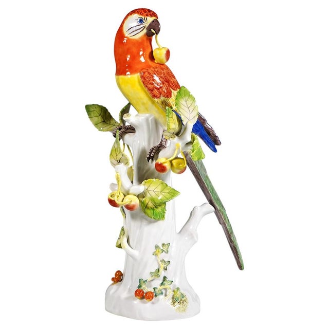 Ceramic Parrot on Trunk with Cherries by J.J. Kaendler for Meissen, 1989 For Sale - Image 7 of 7