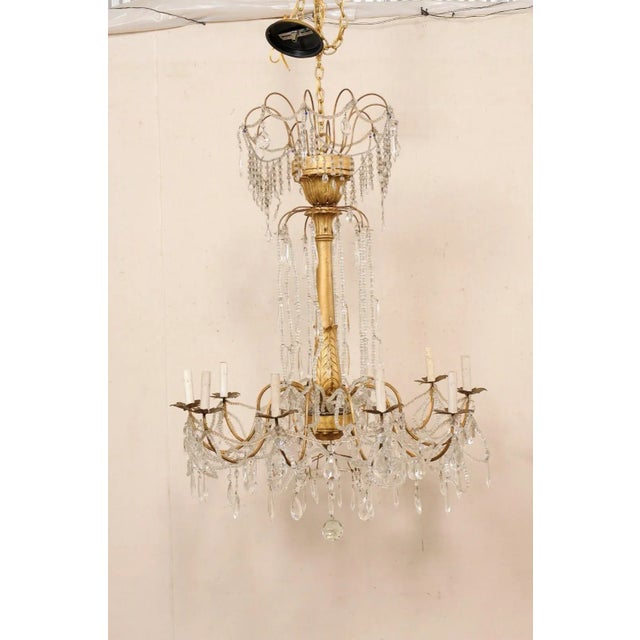 Mid 20th Century Mid 20th Century Italian Crystal & Gilt Chandelier For Sale - Image 5 of 11
