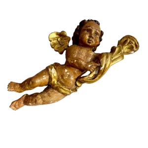 Spanish Painted & Gilt Wood Putti