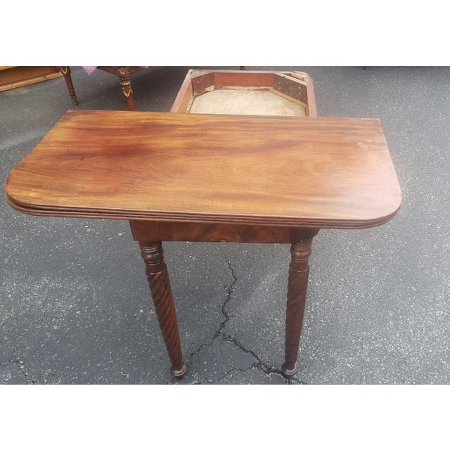 19th Century Empire Style Mahogany Fold-Top Game Table or Console Table For Sale - Image 11 of 11