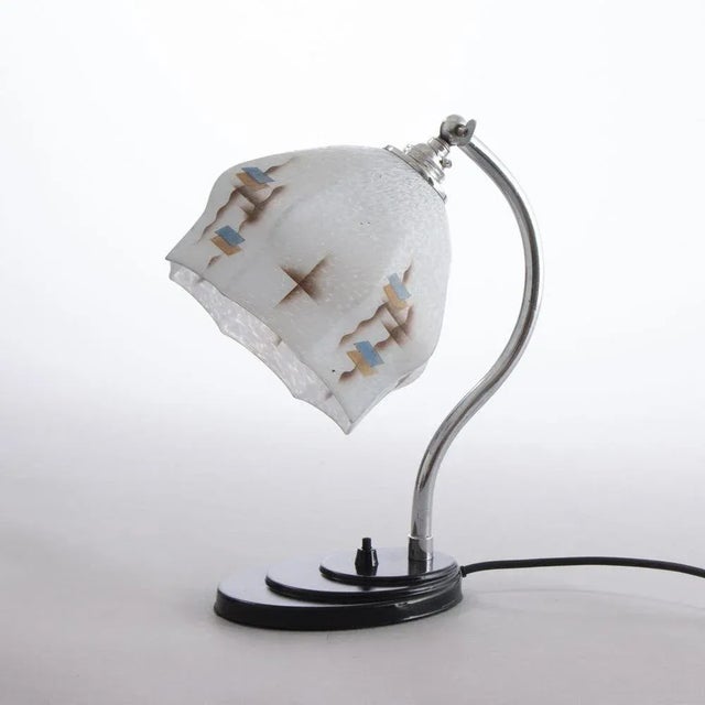 Art Deco Geometric Shade Swan Neck Table Lamp, 1930s For Sale - Image 9 of 10