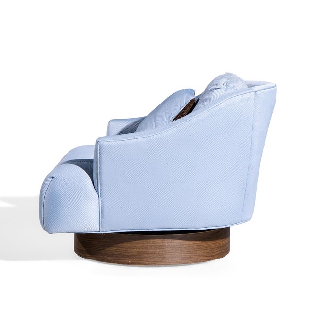 Wood Harvey Probber Style Mid Century Walnut Swivel Lounge Chairs - Pair For Sale - Image 7 of 12