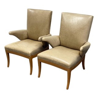 Rose Tarlow Swedish Library Leather Armchairs, Pair For Sale