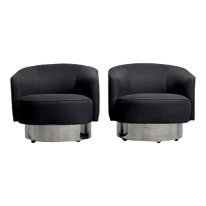 Vintage Vladimir Kagan Swivel Chairs - A Pair