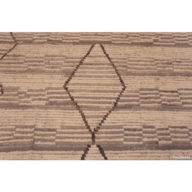 Tribal Large Size Geometric Tribal Diamond Pattern Neutral Modern Area Rug For Sale - Image 3 of 5