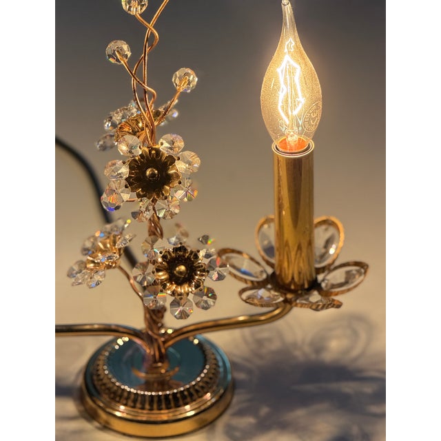 Vintage Brass Lead Crystal Table Lamp from Palwa, 1960s For Sale - Image 6 of 17