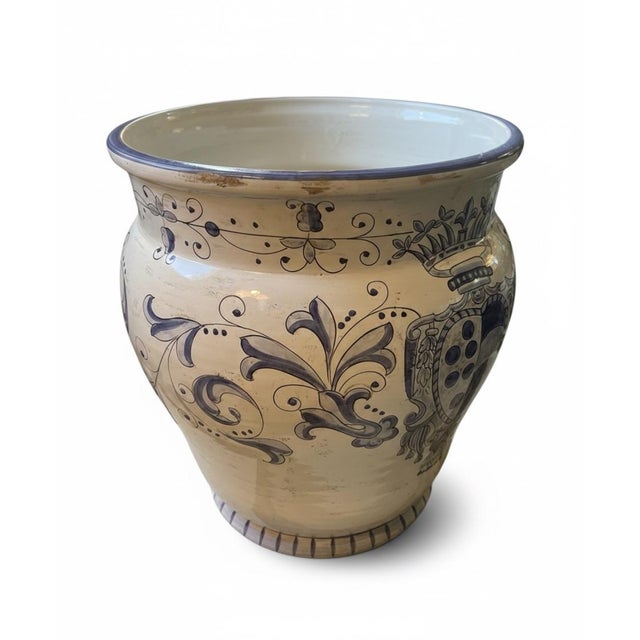 2020s Large Italian Hand-Painted Majolica Cachepot / Planter For Sale - Image 5 of 10