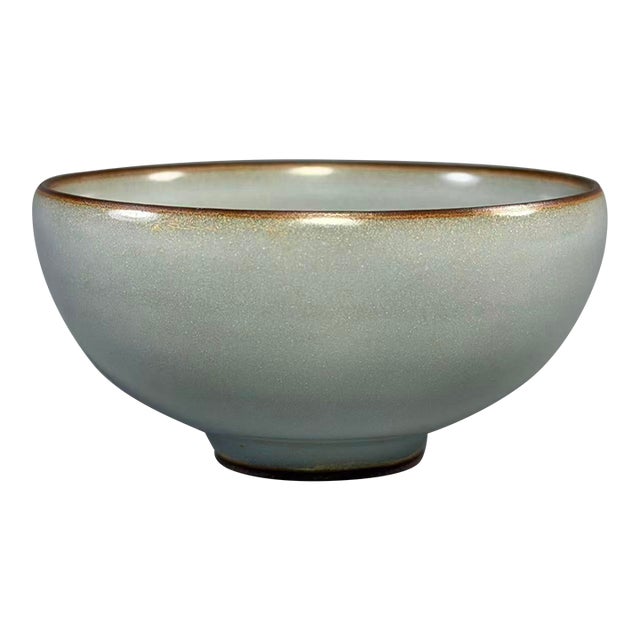 Antique Chinese Celadon Porcelain Bowl, Vintage Ceramic Tea Bowl For Sale