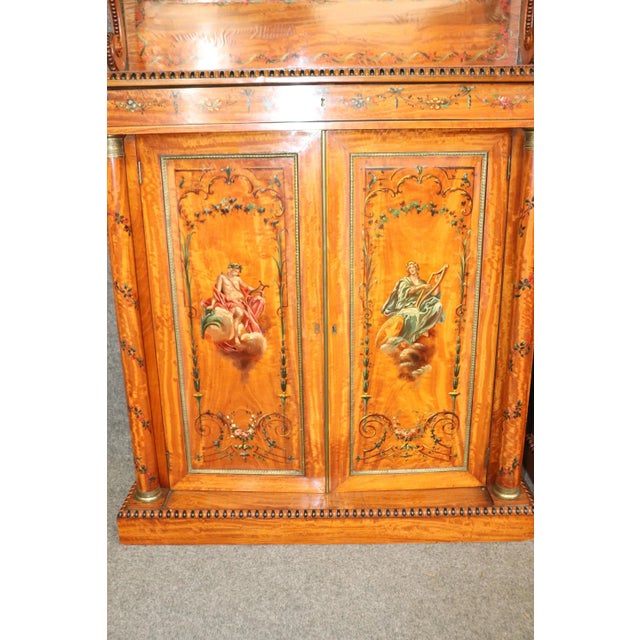 Pair of Exceptional Adams Paint Decorated Satinwood English Side Cabinets For Sale - Image 12 of 12