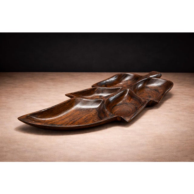 Mid-Century Modern Brazilian Modern Serving Tray With Shape of Leaf in Rosewood, Unknown, 1960s For Sale - Image 3 of 7