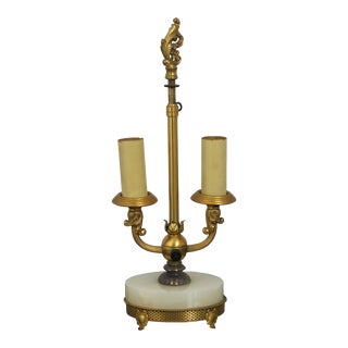 Vintage 1930s Alabaster Base Candelabra Lamp For Sale