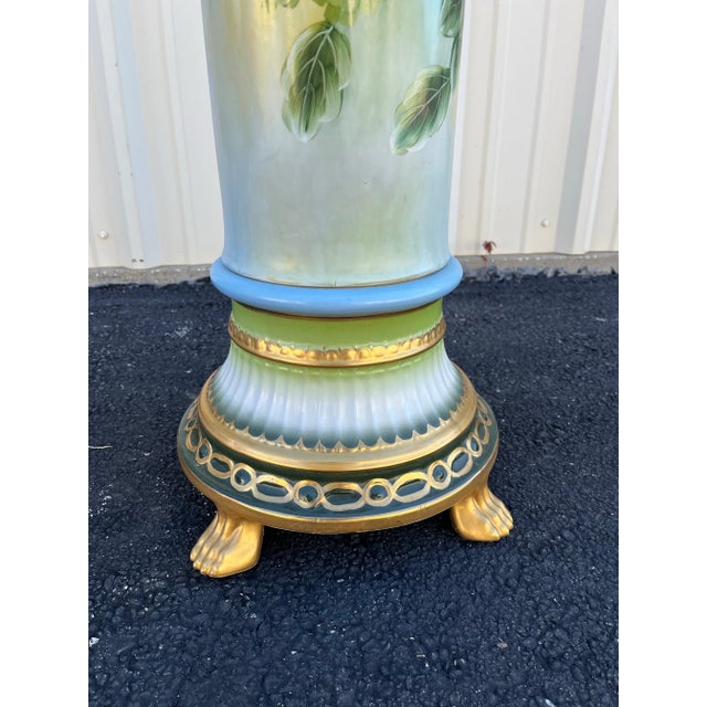 Metal 32" Italian Capodimonte Porcelain Columns or Pedestals- A Pair For Sale - Image 7 of 12