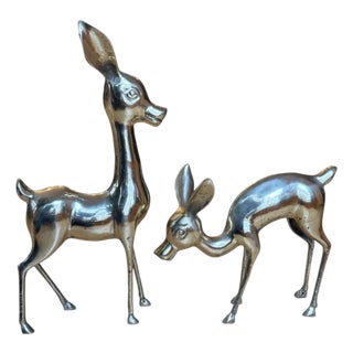 Vintage Solid Brass Large Deer Boho Bambi Fawn Doe For Sale