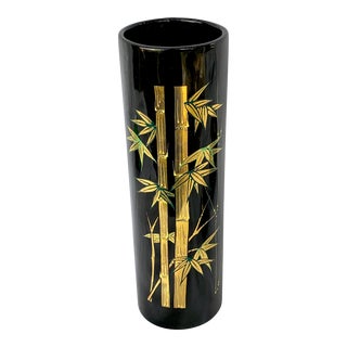 Vintage Lacquered Chinoiserie Vase For Sale