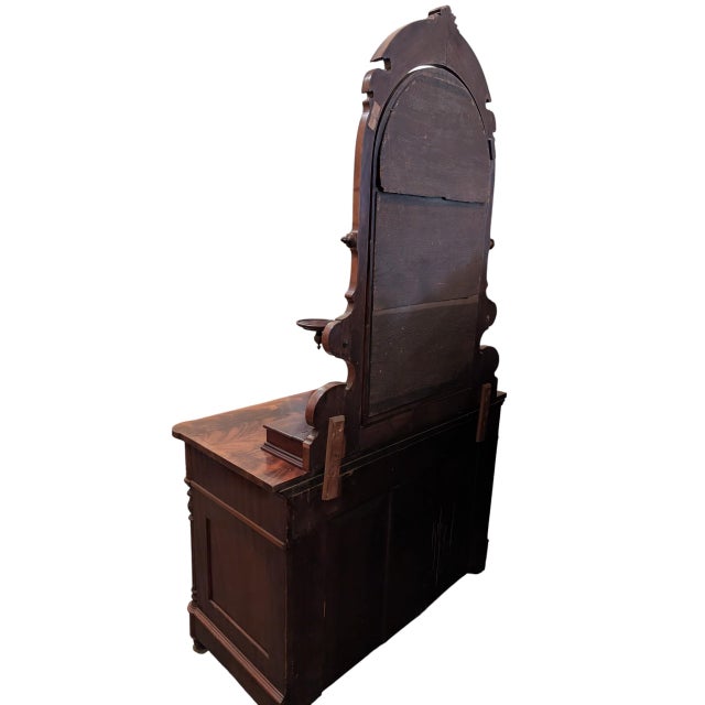Brown Late 19th Century Victorian Eastlake Dresser With Candle Stands and Diamond Dust Mirror For Sale - Image 8 of 8