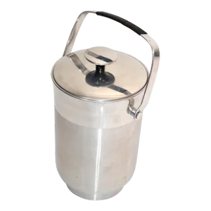 Italian Steel Black Bakelite Lidded Wine Cooler Objets d'Arts Ice Bucket Vessel