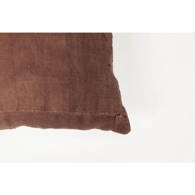 Early 21st Century Wonderful Large Faded Plum-Color Embroidered Cushion For Sale - Image 5 of 8