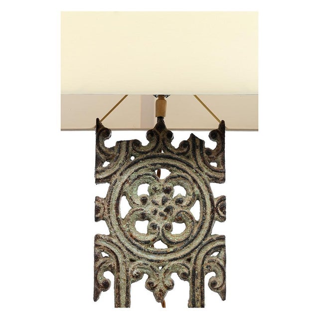 Cast iron balustrade lamp. Cast iron luminaire. Old piece of balcony transformed into a lamp by our craftsmen. Custom-made...