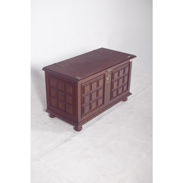 1920s Vintage Portuguese Dark Wood Chest, 1920s For Sale - Image 5 of 11