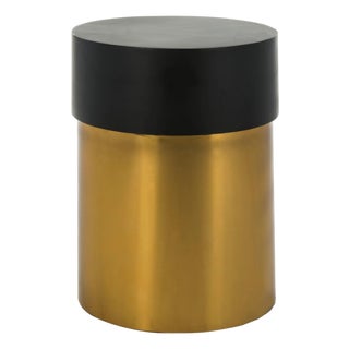 Solstice Round Side Table in Black / Gold For Sale