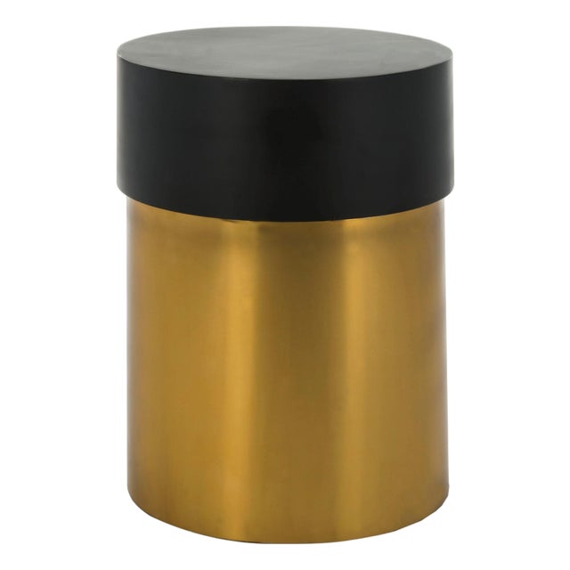 Solstice Round Side Table in Black / Gold For Sale