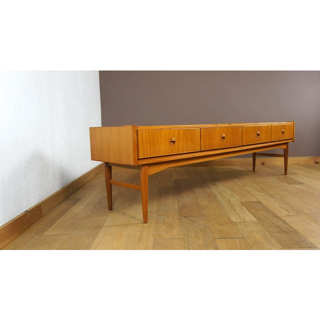 Vintage Scandinavian Teak Low Sideboard, 1960s For Sale - Image 3 of 10