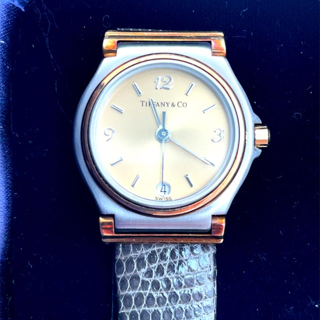 Vintage Tiffany & Co. Stainless Steel Quartz Watch Champagne Dial ...