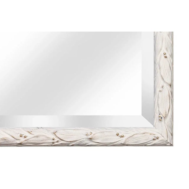 1980s Italian Regency White Beveled Mirror With Gold Accent For Sale - Image 4 of 6