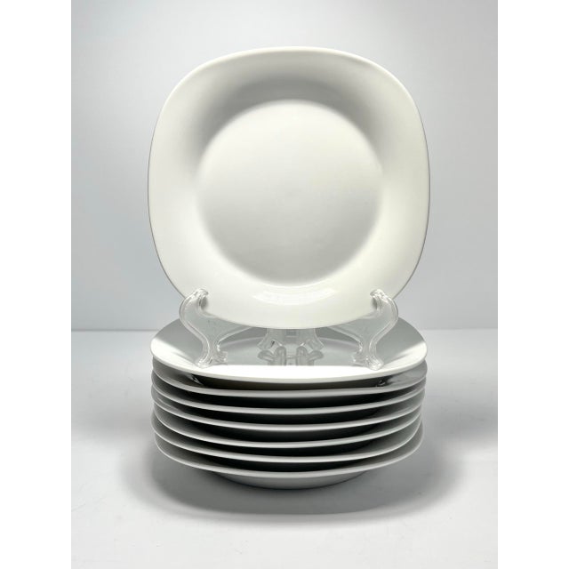 Crate and Barrel “Moxie” Set of 8 Square White Porcelain Bread Plates 6” Good condition. No chips, cracks, or fleabites....