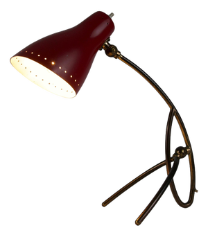 Brass and Red Metal Table Lamp by Giuseppe Ostuni, 1960s