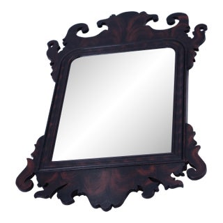 Vintage Chippendale Style Country Paint Decorated Small Mirror For Sale