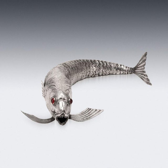 1950s Vintage Mexican Novelty Articulated Fish in Alpaca Silver, 1950s For Sale - Image 5 of 17