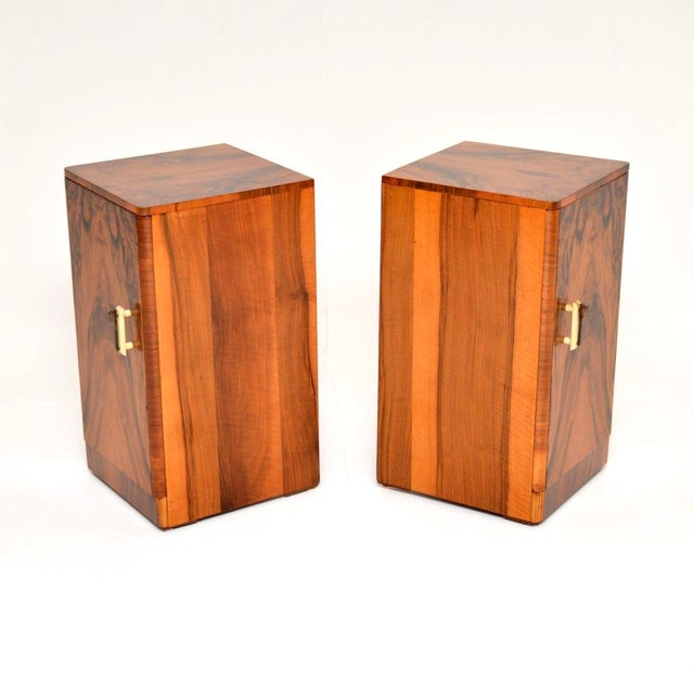 1930s Art Deco Burr Walnut Bedside Cabinets, 1930s, Set of 2 For Sale - Image 5 of 11