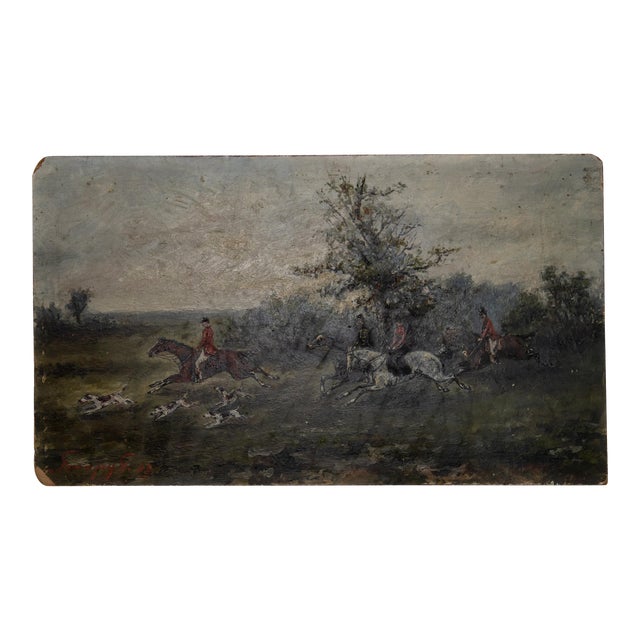 Late 19th Century Fox Hunt Scene on Board For Sale