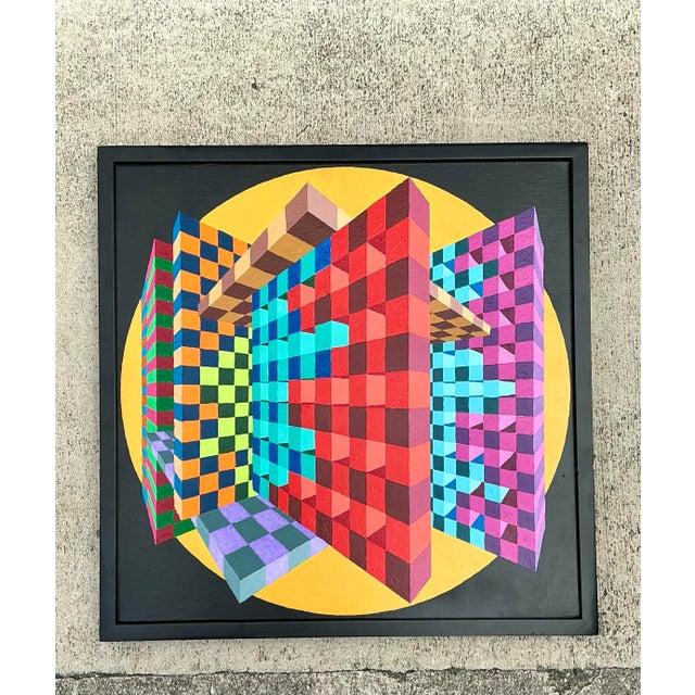 Vintage Postmodern Original Oil Painting on Canvas For Sale - Image 12 of 12