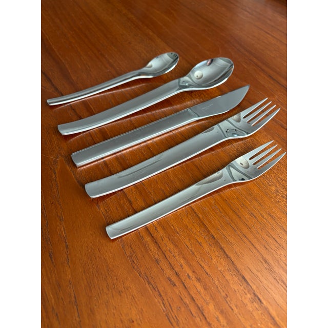 Mid-Century Modern Late 20th Century Mikasa Profile Japan Modernist Stainless Flatware Set 59 Pieces Service for 11+ For Sale - Image 3 of 12