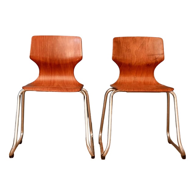 Pagwood Children's Chairs with Chrome Sled Base by Elmar Flötotto, 1970s, Set of 2 For Sale