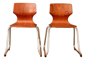 Pagwood Children's Chairs with Chrome Sled Base by Elmar Flötotto, 1970s, Set of 2
