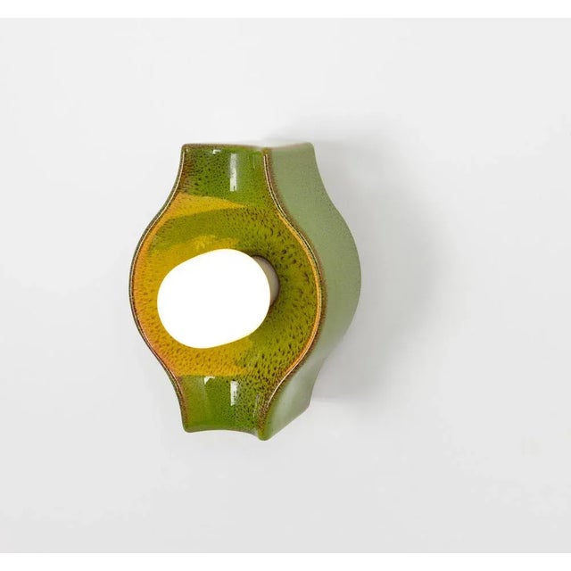 Green Ceramic Sputnik Wall Light attributed to Cari Zalloni, Germany, 1970s For Sale - Image 3 of 6