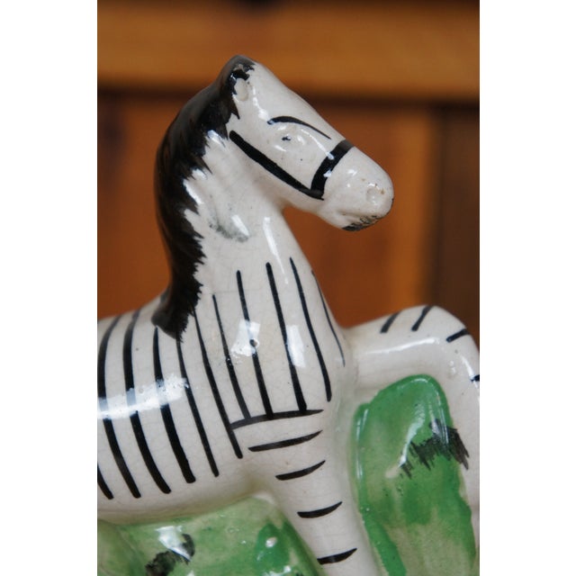 Ceramic Antique Staffordshire Porcelain Flatback African Zebra Striped Horse Figurine For Sale - Image 7 of 10
