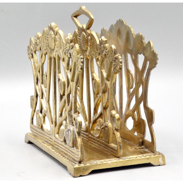 Early 20th Century Early Art Nouveau English Brass Sunflower Letter Rack For Sale - Image 5 of 10
