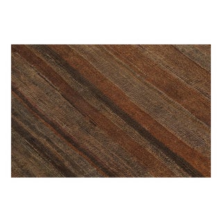 Rug & Kilim’s Modern Textural Rug in Beige-Brown and Umber Stripes and Striae For Sale