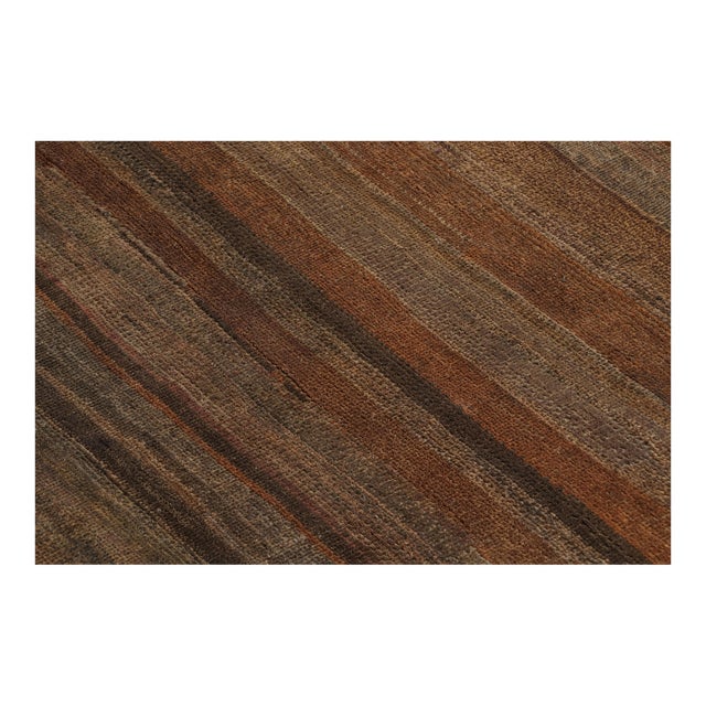 Rug & Kilim’s Modern Textural Rug in Beige-Brown and Umber Stripes and Striae For Sale