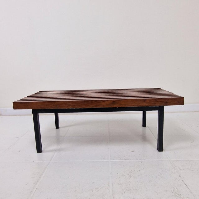 1970s Low Italian Slatted Wooden Bench, 20th Century For Sale - Image 5 of 14