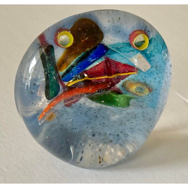 Abstract studio art glass multicolored paper weight by award winning glassworker, Collette Fortin (1956-2026). Signature...